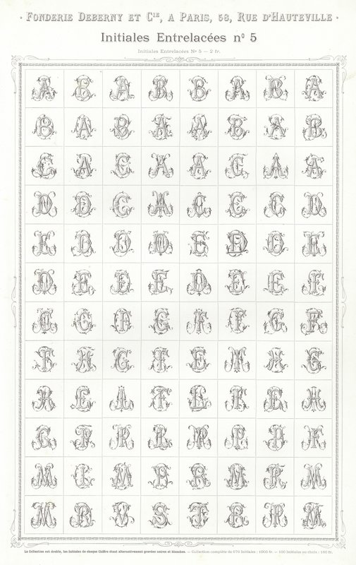 Sida från typografiska vinjetter (gravyr) av French School