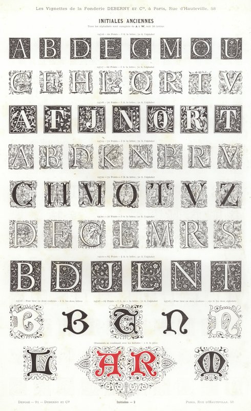 Sida från typografiska vinjetter (gravyr) av French School