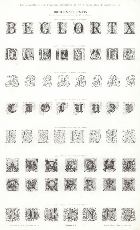 Sida från typografiska vinjetter (gravyr) av French School