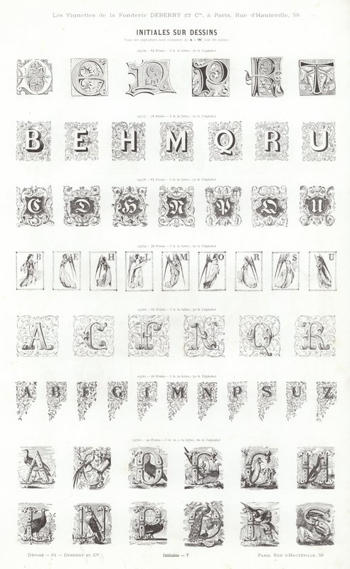Sida från typografiska vinjetter (gravyr) av French School