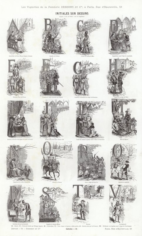 Sida från typografiska vinjetter (gravyr) av French School