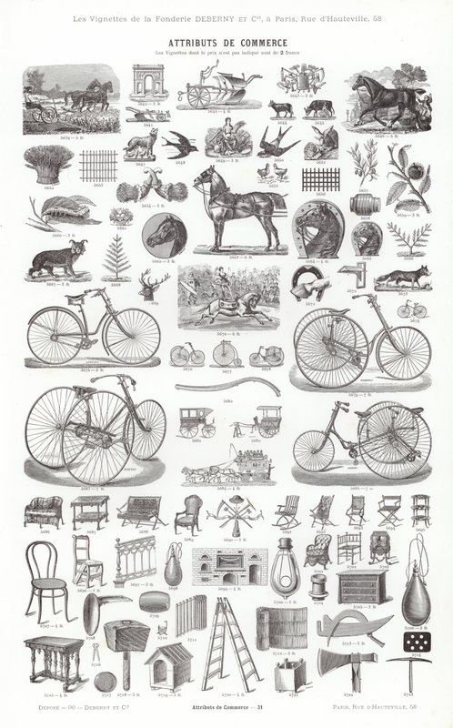 Sida från typografiska vinjetter (gravyr) av French School