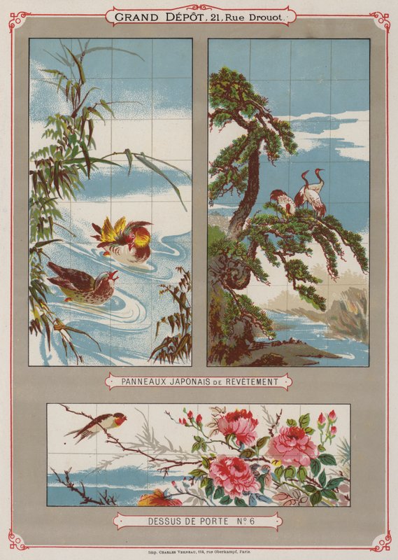 Sida från katalogen för Grand Depot de Porcelaines, Faiences et Verreries (färg litho) av French School