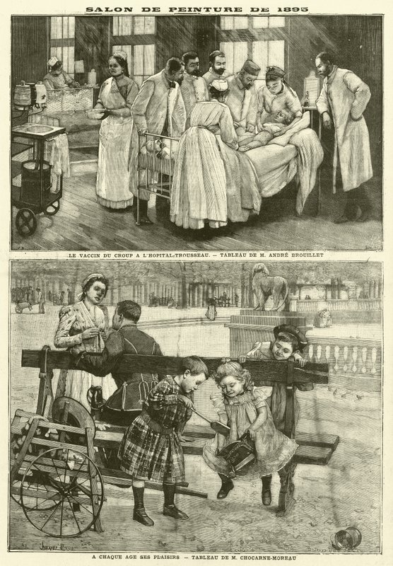 Målningar utställda på Parissalongen 1895 (gravyr) av French School