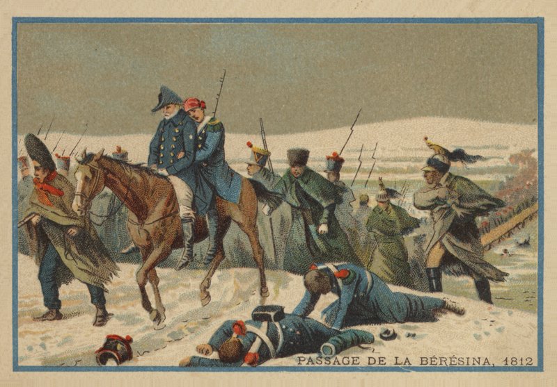 Passage av Berezina 1812 av French School