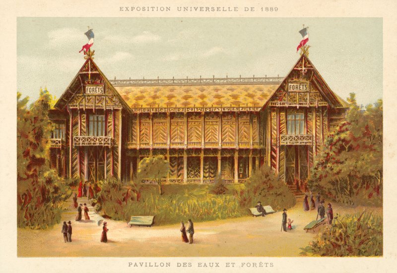 Paviljong av vatten och skogar, Exposition Universelle 1889, Paris av French School