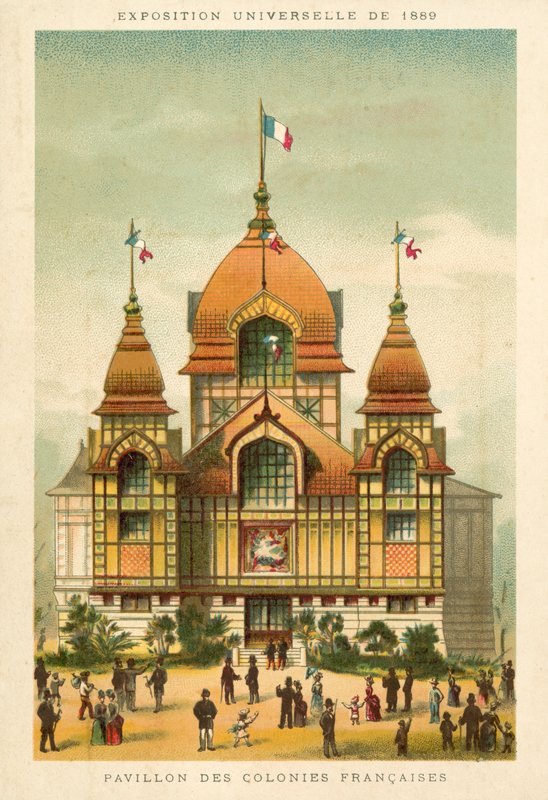 De franska koloniernas paviljong, Exposition Universelle 1889, Paris av French School