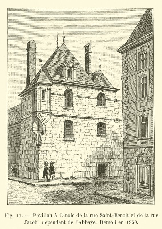 Paviljong i hörnet av rue Saint-Benoit och rue Jacob, beroende av klostret, revs 1850 av French School