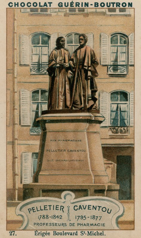 Pelletier, 1788-1842, Caventou, 1795-1877, professorer i farmaci, Erigee Boulevard St-Michel av French School
