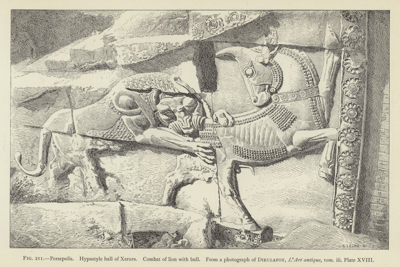 Persepolis, Hypostyle hall av Xerxes, strid mellan lejon och tjur av French School