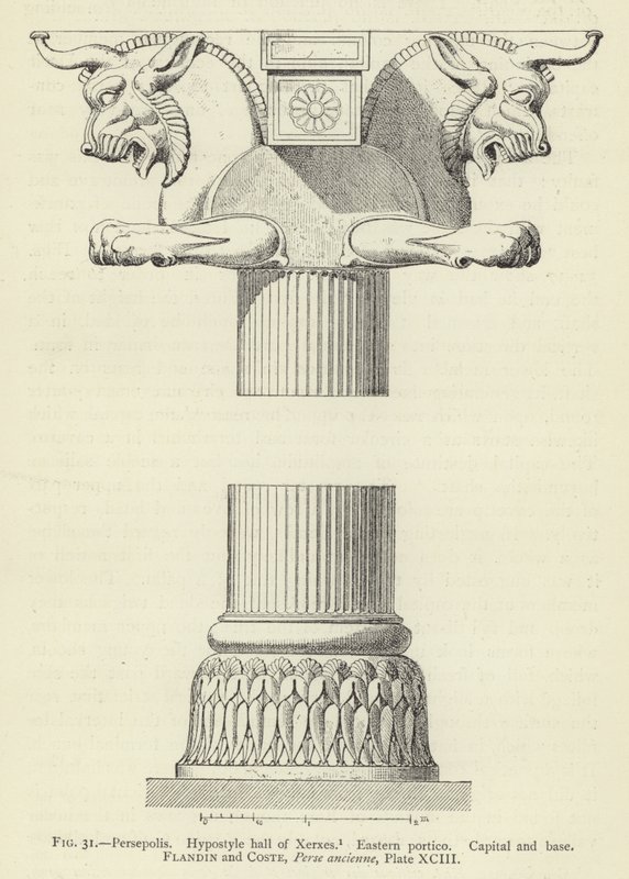Persepolis, Hypostyle hall i Xerxes, östlig portik, huvudstad och bas av French School