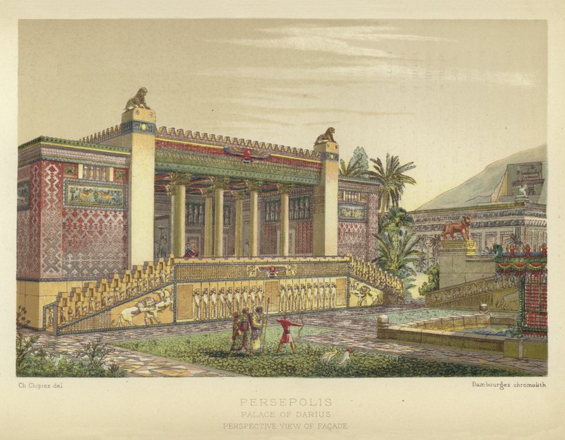 Persepolis, Darius palats, perspektivvy av fasaden av French School