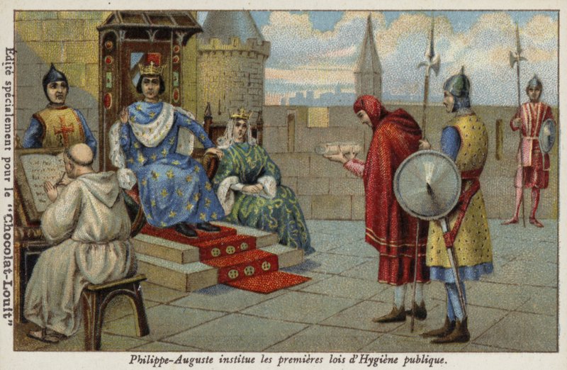 Philip Augustus, kung av Frankrike, upprättade de första lagarna om offentlig hygien av French School