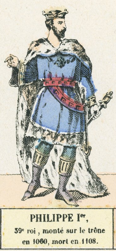 Filip I, 39:e kung, besteg tronen 1060, dog 1108 (färgad gravyr) av French School