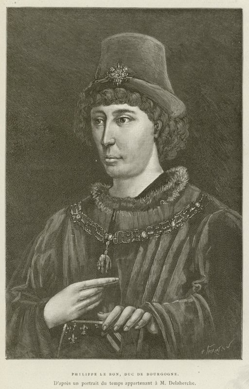 Philippe Le Bon, hertig av Bourgogne (gravyr) av French School