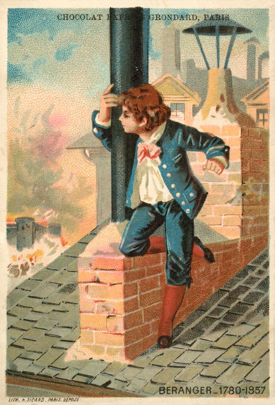 Pierre-Jean de Beranger, fransk poet och låtskrivare (chromolitho) av French School