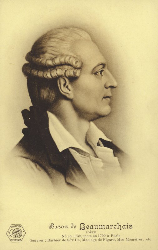 Pierre Beaumarchais (1732-1799), fransk dramatiker (litografi) av French School