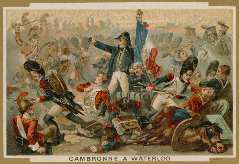 Pierre Cambronne, fransk general, vid slaget vid Waterloo, 1815 av French School