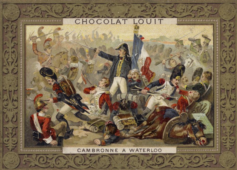 Pierre Cambronne, fransk general, vid slaget vid Waterloo, 1815 av French School