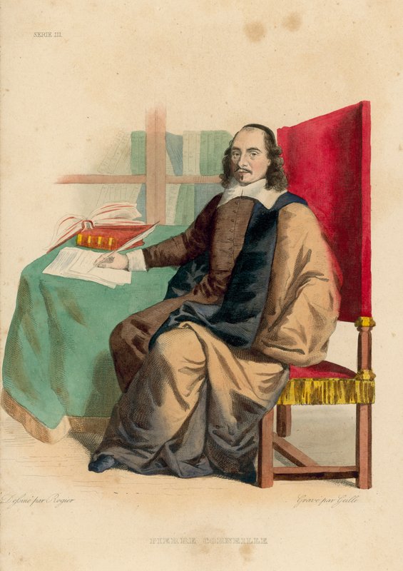 Pierre Corneille (färgad gravyr) av French School