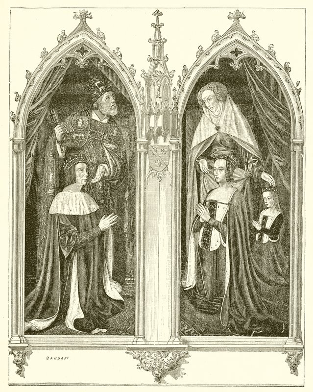 Pierre de Bourbon och Anne de Beaujeu, hans fru av French School