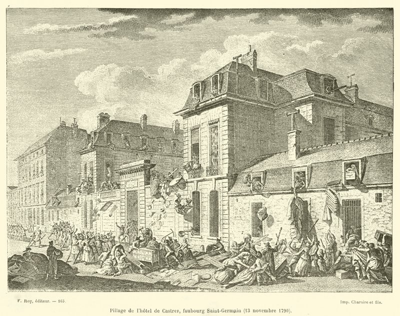 Plundring av Hotel de Castres, Faubourg Saint-Germain, 13 november 1790 av French School