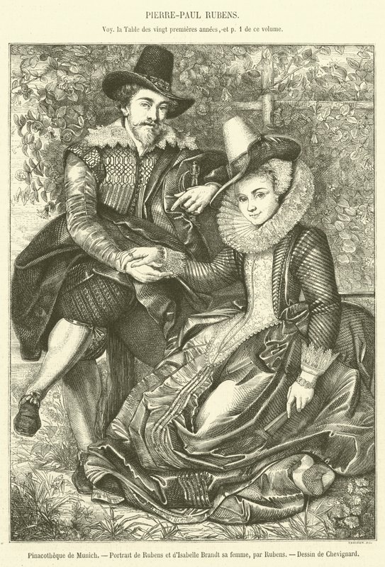 Munich Pinacothek, Porträtt av Rubens och Isabelle Brandt hans fru (gravyr) av French School