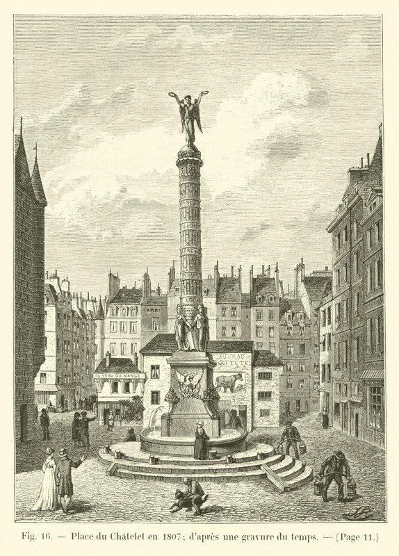 Place du Chatelet 1807; från en gravyr av tiden av French School