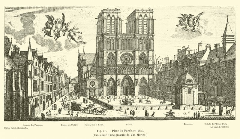Place du Parvis 1650, faksimil av en gravyr av Van Merlen av French School