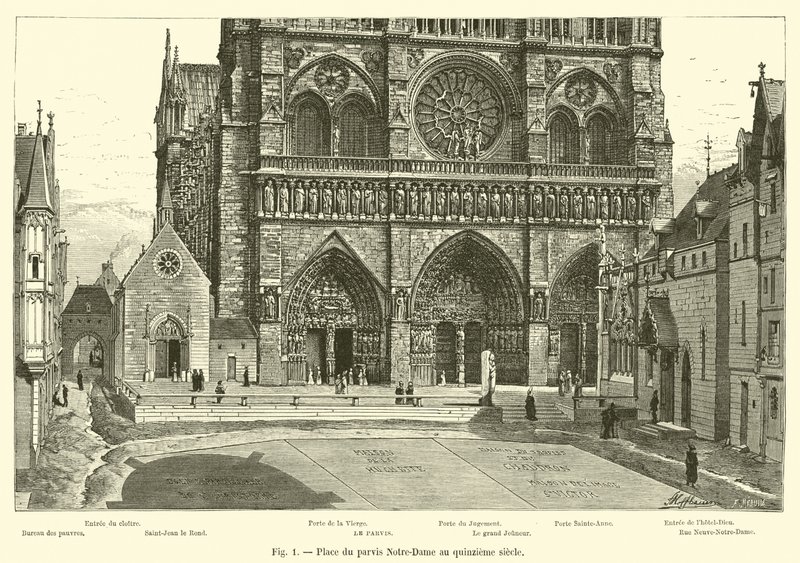 Place du parvis Notre-Dame på 1400-talet av French School