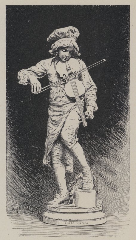 Gipsstaty av Adrien Gandez föreställande den italienskfödde franska kompositören Jean-Baptiste Lully som barn (gravyr) av French School