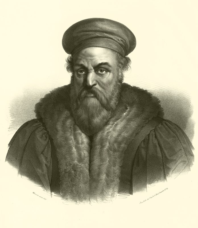 Polidoro da Caravaggio, porträtt (gravyr) av French School