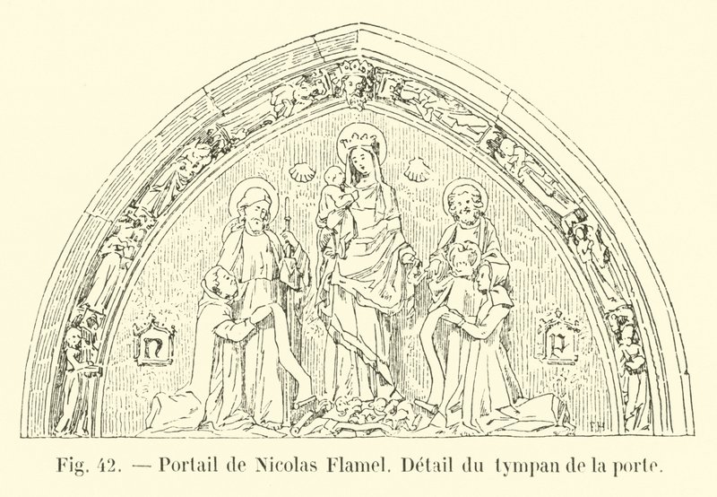 Portal av Nicolas Flamel, Detalj av tympanonet på dörren av French School
