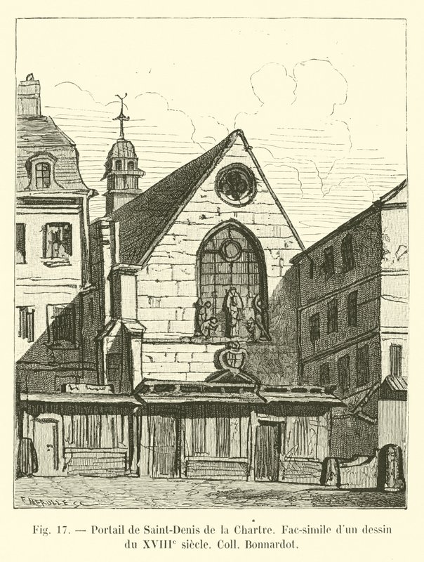 Portal av Saint-Denis de la Chartre, faksimil av en teckning från 1700-talet Coll Bonnardot av French School