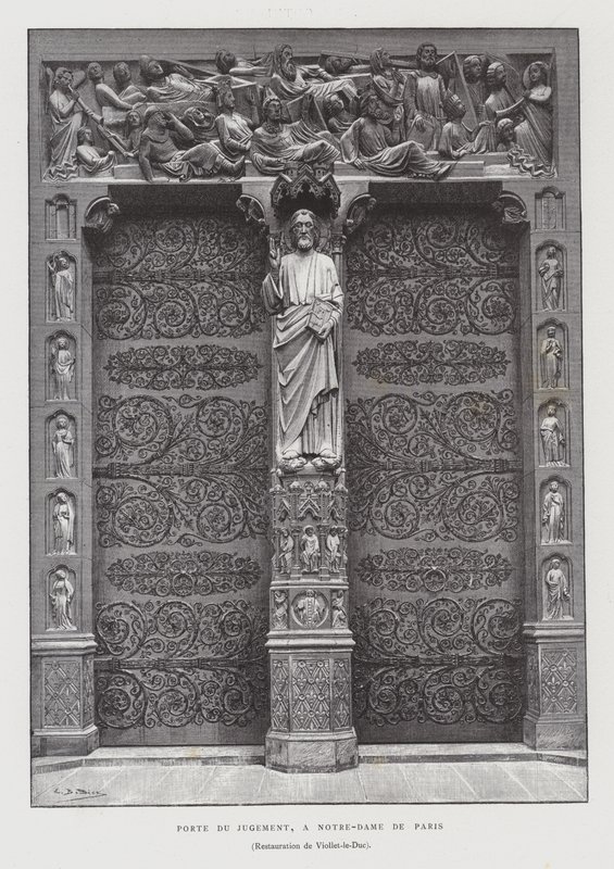 Portal of the Last Judgment, Notre Dame de Paris (litho) av French School