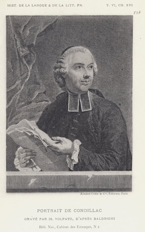 Porträtt av Condillac (litho) av French School