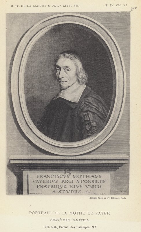 Porträtt av La Mothe Le Vayer (litho) av French School
