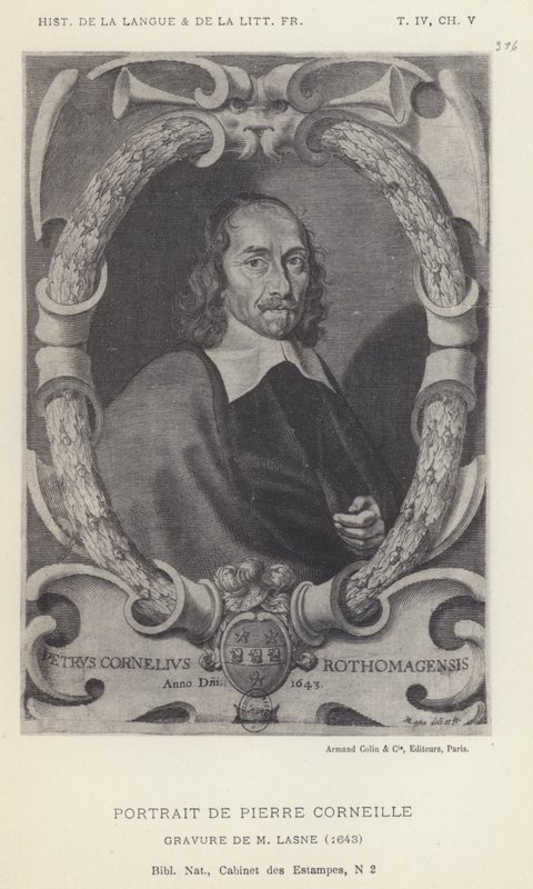 Porträtt av Pierre Corneille (litho) av French School