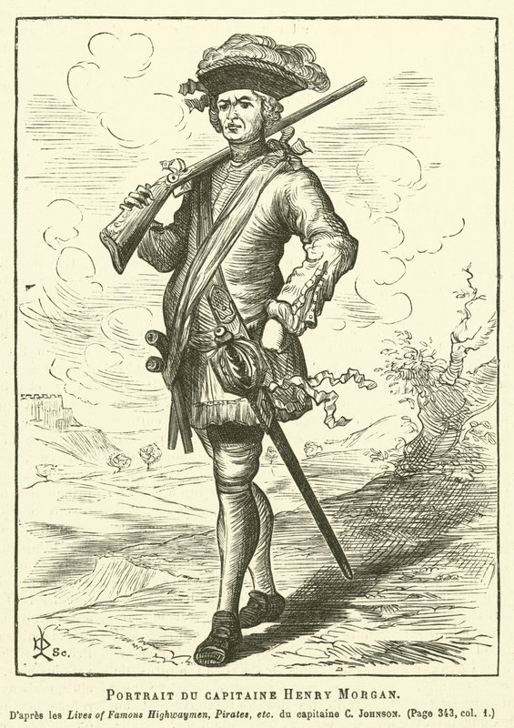 Porträtt av kapten Henry Morgan (gravyr) av French School