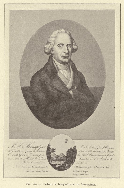 Porträtt av Joseph-Michel de Montgolfier (gravyr) av French School