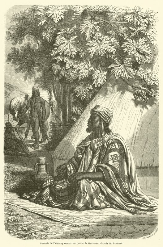 Porträtt av Almamy Oumar (gravyr) av French School