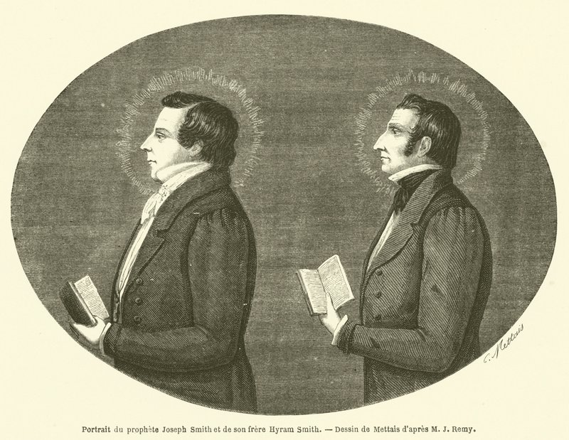 Porträtt av profeten Joseph Smith och hans bror Hyram Smith (gravyr) av French School