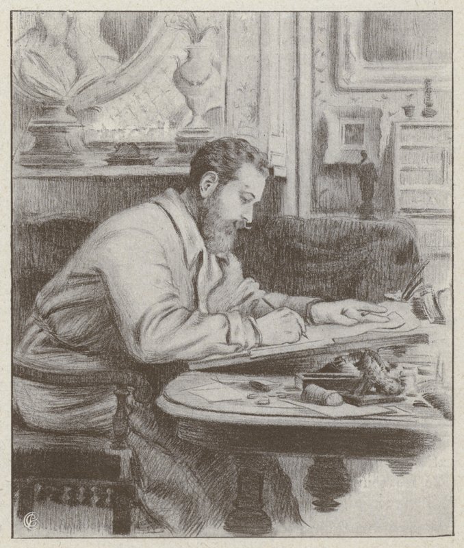 Porträtt av Albert Guillaume, fransk målare och karikatyrtecknare (litho) av French School
