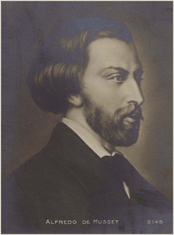 Porträtt av Alfred de Musset av French School