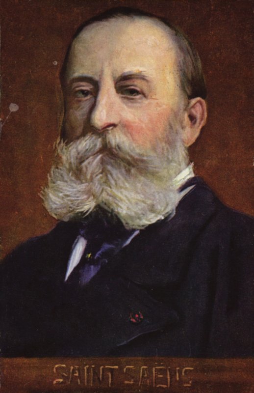Porträtt av Camille Saint-Saens (färglitografi) av French School