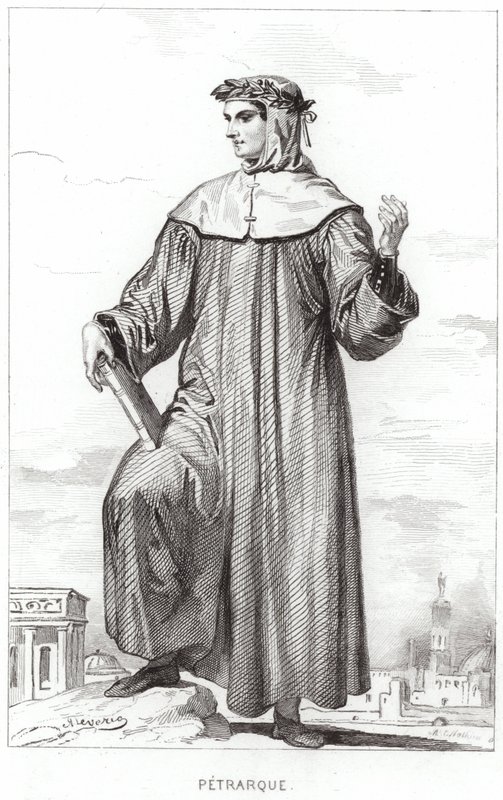 Porträtt av Francesco Petrarch av French School