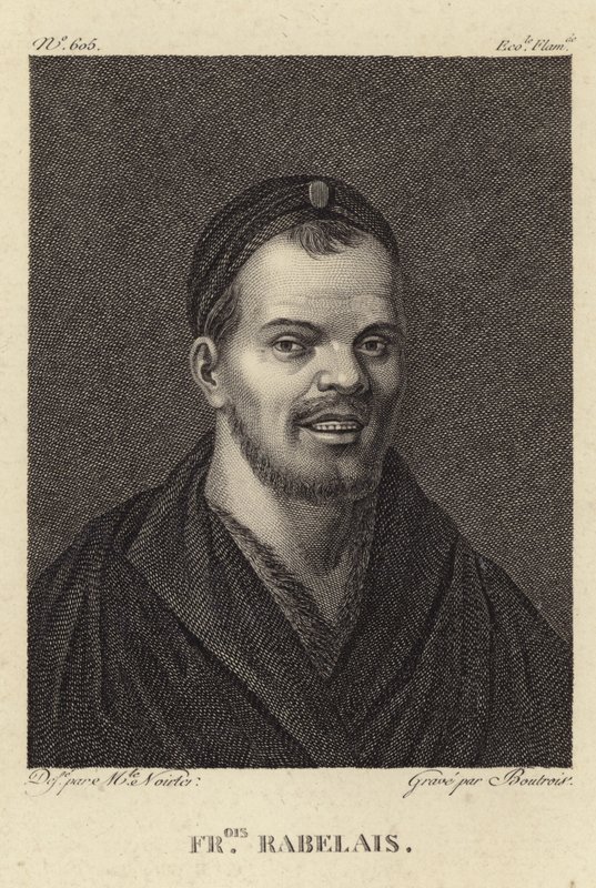 Porträtt av Francois Rabelais av French School