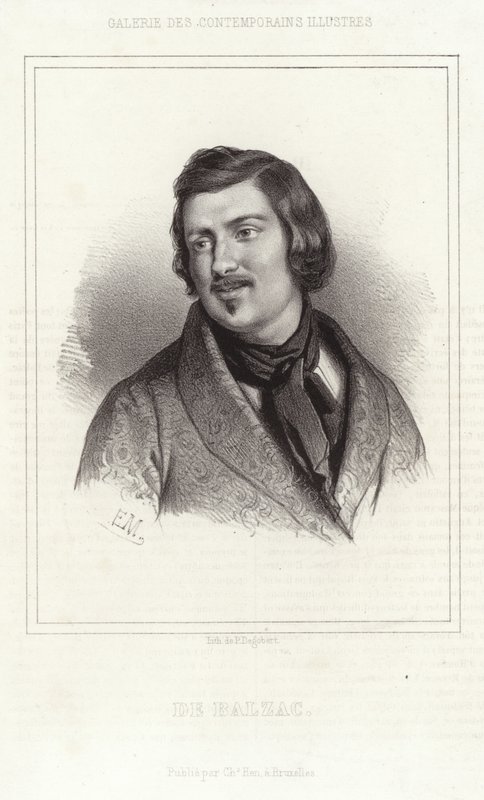 Porträtt av Honoré de Balzac av French School