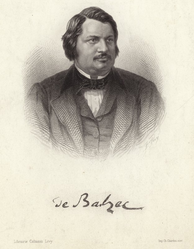 Porträtt av Honoré de Balzac av French School