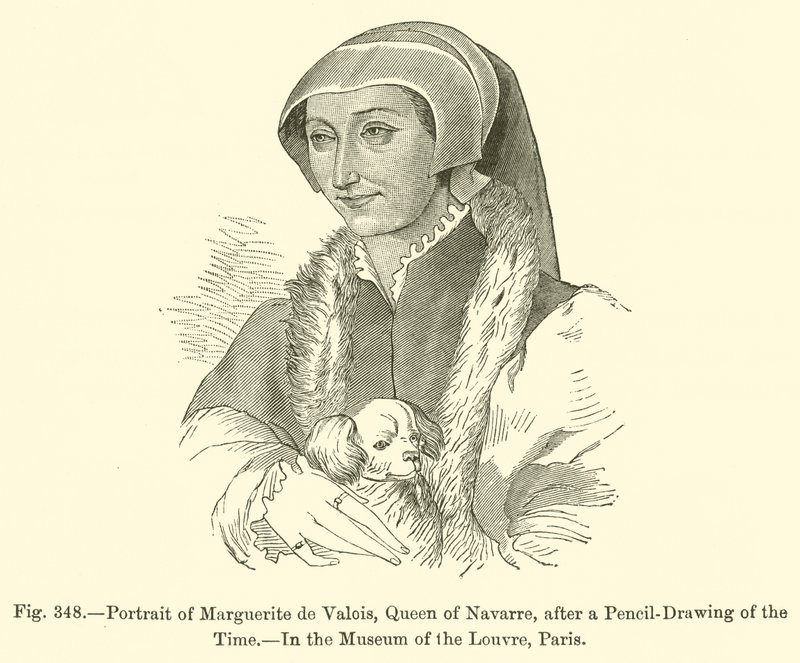 Porträtt av Marguerite de Valois, drottning av Navarra (gravyr) av French School
